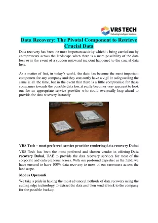 data recovery the pivotal component to retrieve
