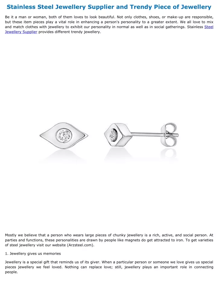 stainless steel jewellery supplier and trendy