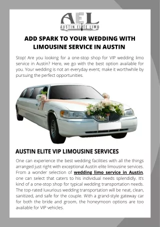 Add Spark to Your Wedding with Limousine Service in Austin
