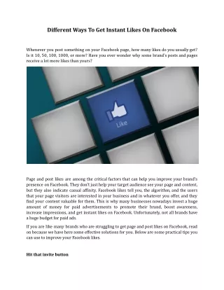 different ways to get instant likes on facebook
