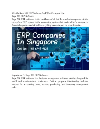 What Is Sage 300 ERP Software And Why Company Use