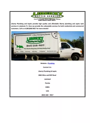 Liberty Plumbing and Septic Tank Services in Lakeland, FL
