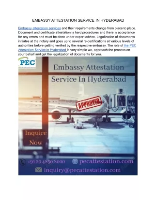 EMBASSY ATTESTATION SERVICE IN HYDERABAD