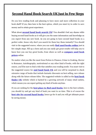 second hand book search uk just in few steps