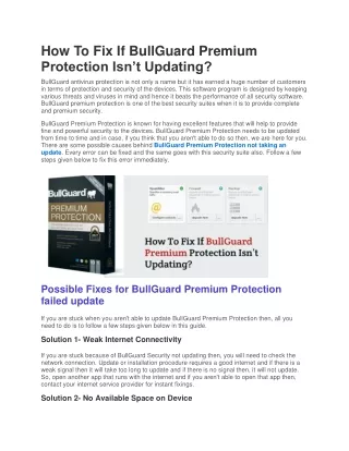 how to fix if bullguard premium protection