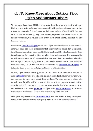 get to know more about outdoor flood lights