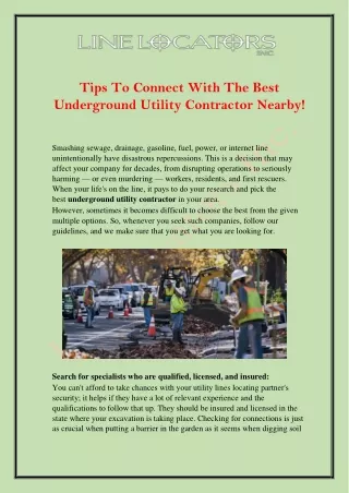 Tips To Connect With The Best Underground Utility Contractor Nearby