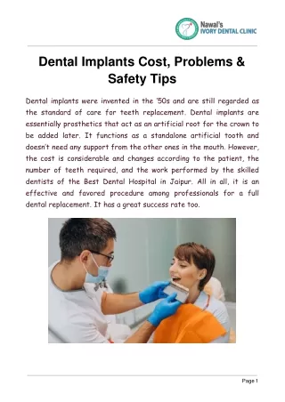 Dental Implants Cost, Problems & Safety Tips