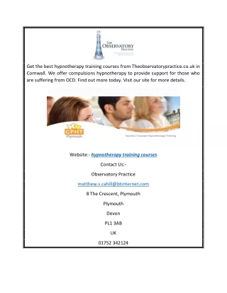 get the best hypnotherapy training courses from
