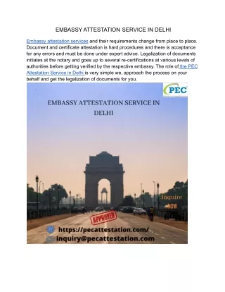 EMBASSY ATTESTATION SERVICE IN DELHI
