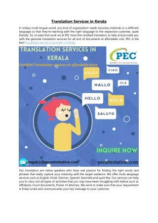 Translation Services in Kerala