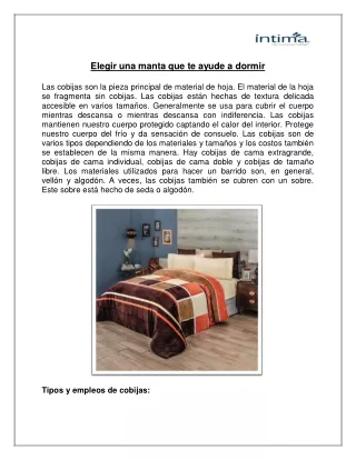 elegir una manta que te ayude a dormir