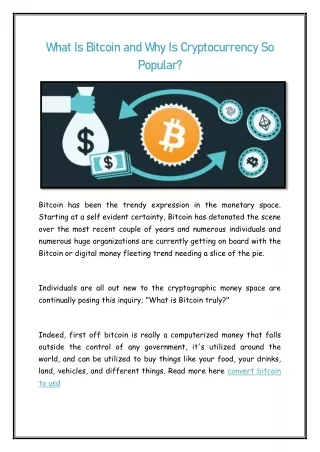 what is bitcoin and why is cryptocurrency
