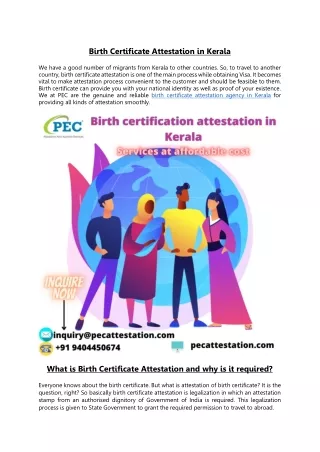 Birth Certificate Attestation in Kerala