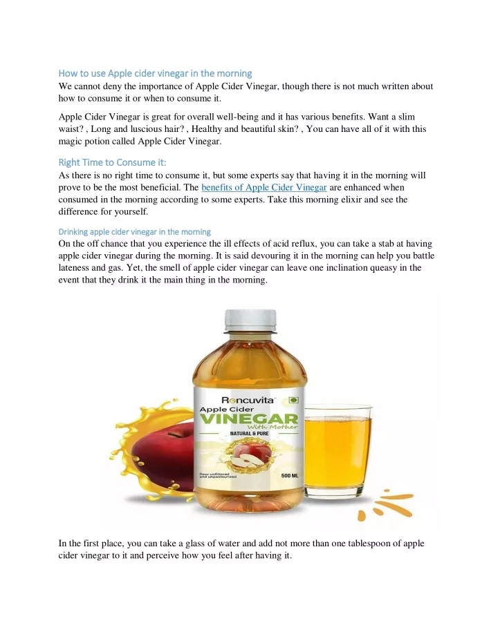 Ppt How To Use Apple Cider Vinegar In The Morning Powerpoint Presentation Id10566706 0956