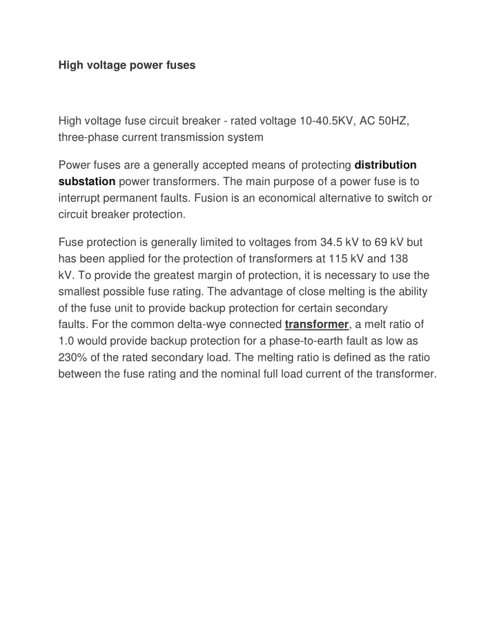 high voltage power fuses