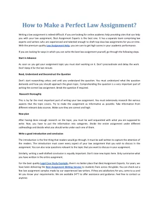 How To Make A Perfect Law Assignment