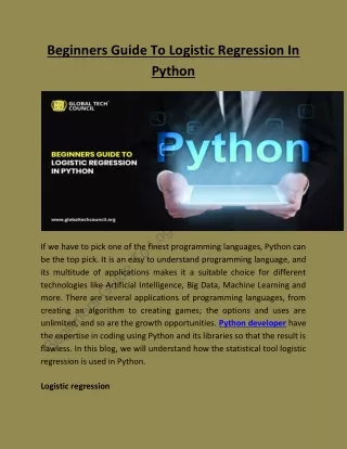 beginners guide to logistic regression in python