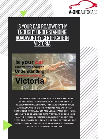 Is your car roadworthy enough Understanding roadworthy certificate in Victoria