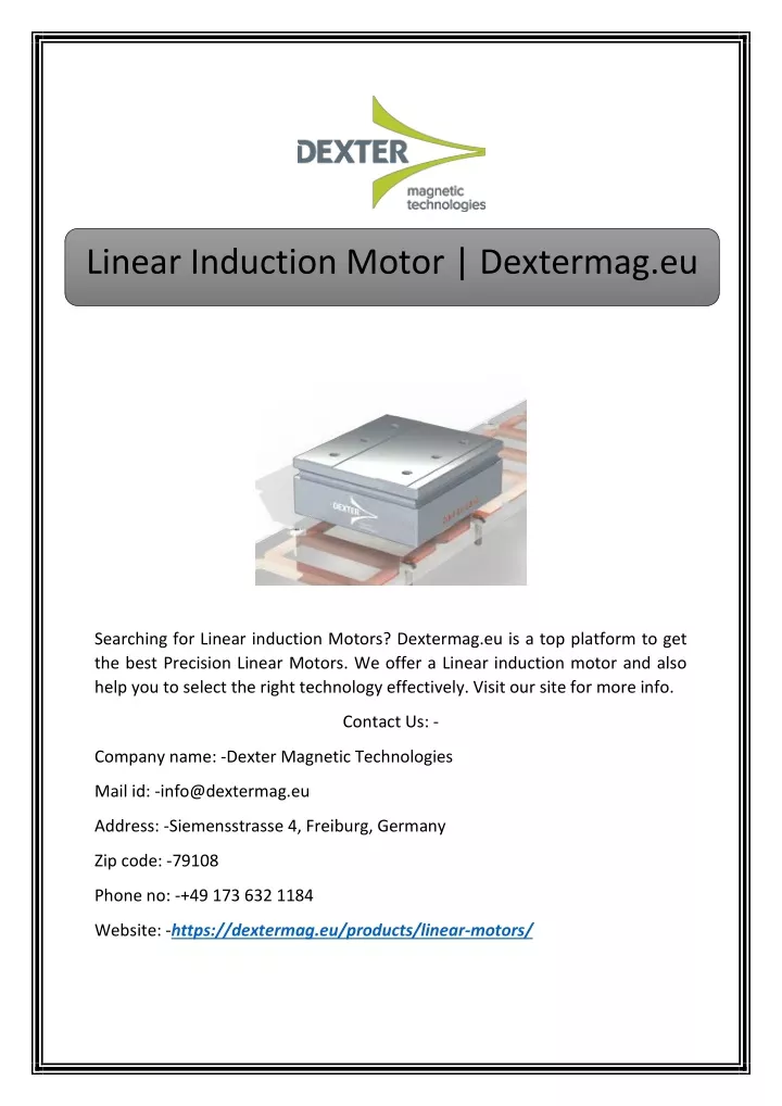 linear induction motor dextermag eu