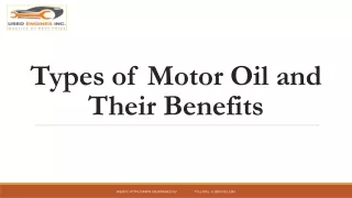 Types of Motor Oil and Their Benefits