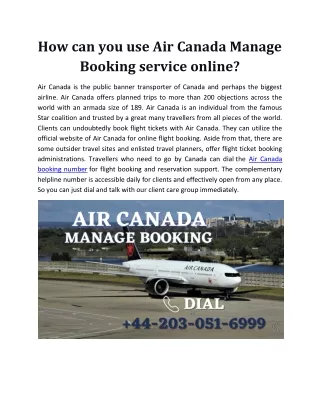 Air Canada Manage Booking  44-203-051-6999
