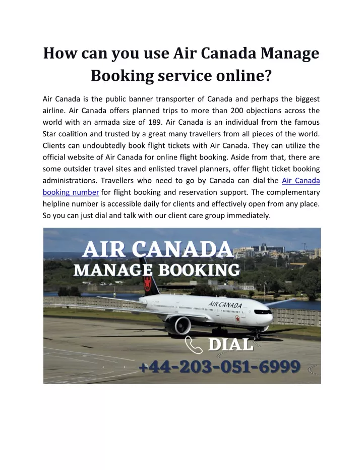 how can you use air canada manage booking service