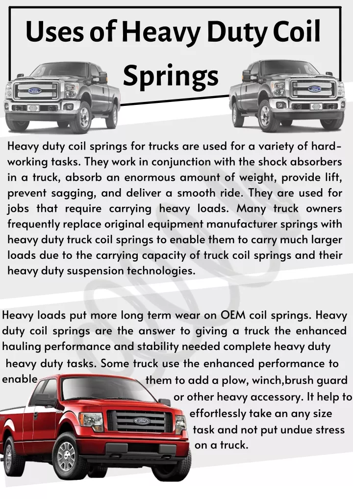 uses of heavy duty coil springs