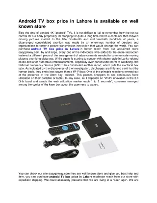 android tv box price in lahore is available