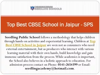 Top Best CBSE School in Jaipur - SPS