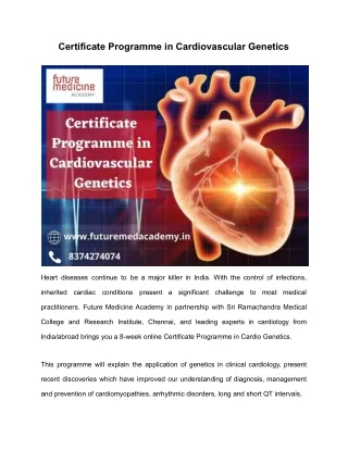 Certificate Programme in Cardiovascular Genetics
