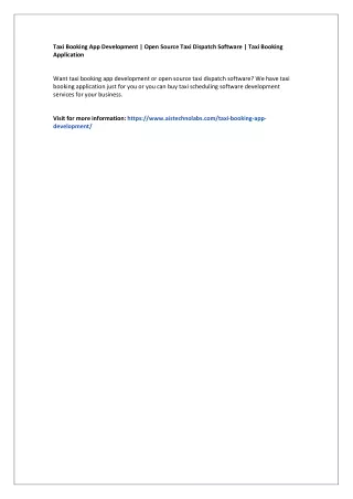 Taxi Booking App Development | Open Source Taxi Dispatch Software | Taxi Booking