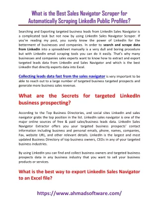 What is the best sales navigator scraper for automatically scraping LinkedIn public profiles