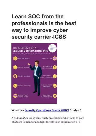 learn soc from the professionals is the best