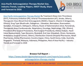 Asia-Pacific Anticoagulation Therapy Market Size, Industry Trends, Leading Players, SWOT Study, Share and Forecast to 20