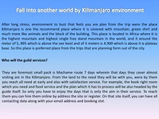 Fall into another world by Kilimanjaro environment