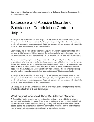 Excessive and Abusive Disorder of Substance - De addiction center in Jaipur  (1) (1)