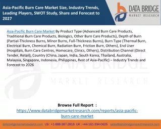 Asia-Pacific Burn Care Market Size, Industry Trends, Leading Players, SWOT Study, Share and Forecast to 2027