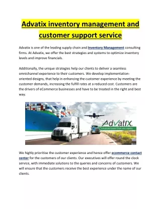 advatix inventory management and customer support