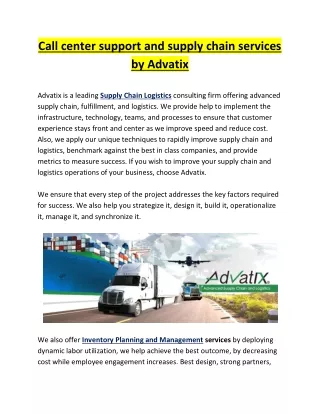 call center support and supply chain services