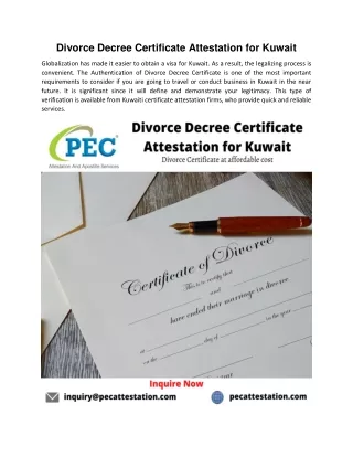 Divorce decree certificate attestation for kuwait