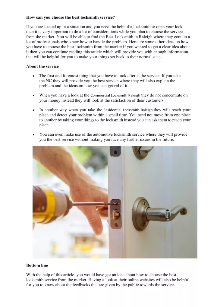 how can you choose the best locksmith service