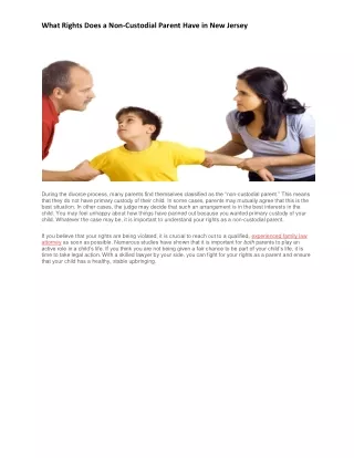 What Rights Does a Non-Custodial Parent Have in New Jersey