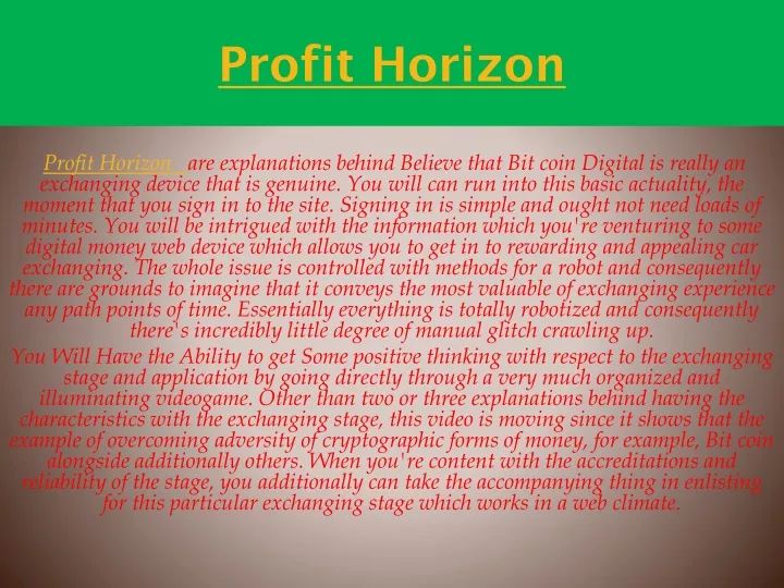 profit horizon