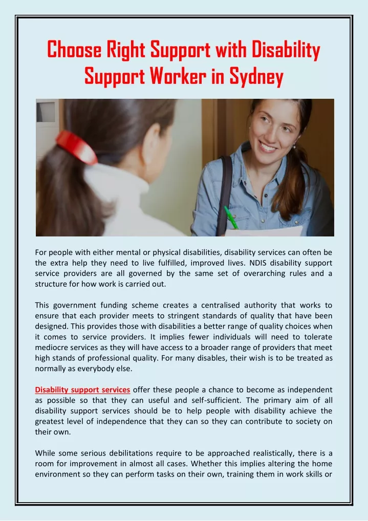 choose right support with disability support