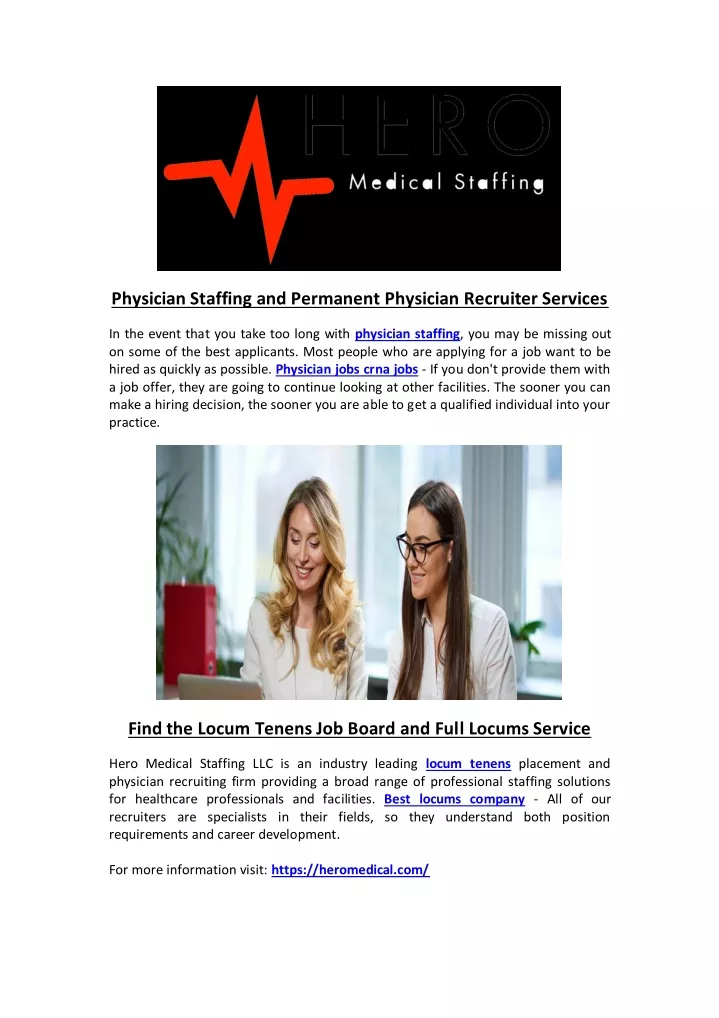 physician staffing and permanent physician