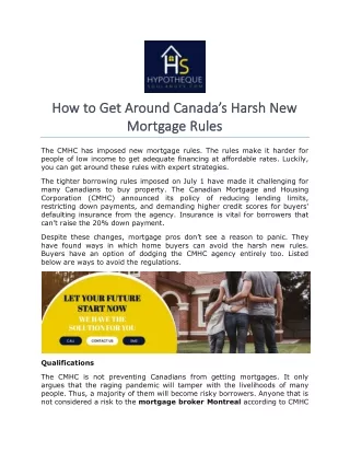 How to Get Around Canada’s Harsh New Mortgage Rules