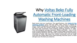 why voltas beko fully automatic front loading washing machines