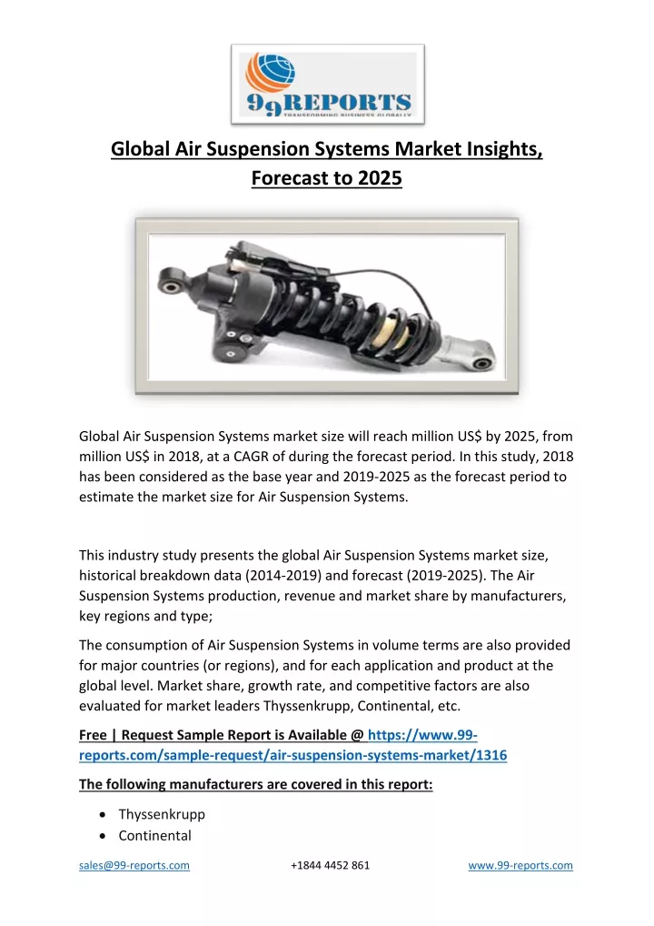 global air suspension systems market insights
