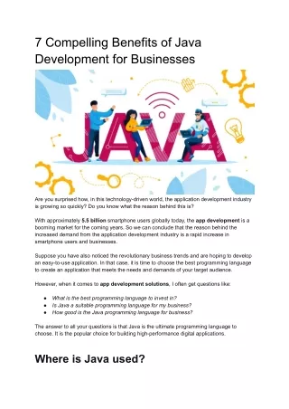 7 compelling benefits of java development